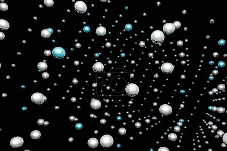 Foto de Resumen de nodos metálicos azul y blanco, red de polígonos. Ciencia, conectoins, futurista, sistema y digital, formas, geometría. Ilustración 3D - Imagen libre de derechos