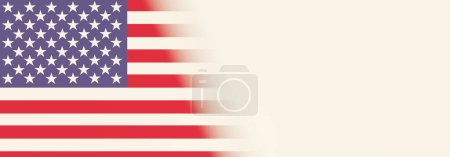 Template, die US-Flagge, rechts Platz, um Text hinzuzufügen. Vereinigte Staaten Banner, Konzept. 3D-Illustration.