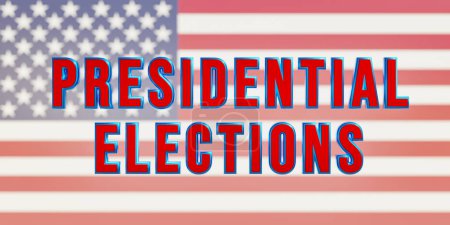 Präsidentenwahl in blauen Großbuchstaben. US-Politik, Regierung und Wahlkonzept. illustration