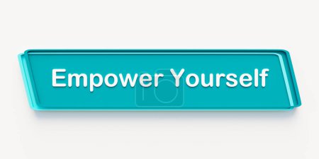 Empower Yourself. Blue colored banner. Motivation, inspiration, encouragement, chance, opportunity.