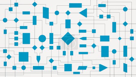 Blue Business Flussdiagramm. Visualisiert den schrittweisen Fortschritt durch ein Verfahren oder System. Flussdiagramm, Flussdiagramm, Konzept, Prozess oder Strategie, Betrieb, Planung.
