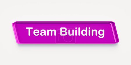 Team Building. Purple colored banner. Teamwork, together, business strategy, organizing. 