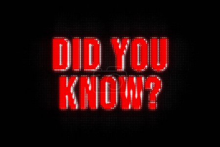 Did you know? Banner in red capital letters. The text, did you know, illuminated. Asking, knowledge, education, information, test.