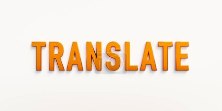 Traducir, banner - firmar. La palabra "traducir" en mayúsculas de bronce. Convertir, transcribir, decodificar. Ilustración 3D