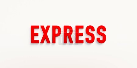 Foto de Expreso, estandarte - signo. La palabra "express" en mayúsculas rojas. Rápido, urgente, entrega, servicio, envío. Ilustración 3D - Imagen libre de derechos