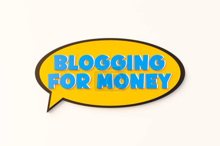 Photo for Blogging for money. Cartoon speech bubble. Colored online chat bubble, comic style. Influencer, making money, internet, online, social media, follower, communication. 3D illustration - Royalty Free Image