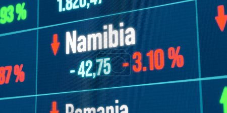 Namibia baja del mercado de valores. Recesión, tendencia negativa, mercado de valores, caída del mercado de valores, mercados financieros, pérdida.