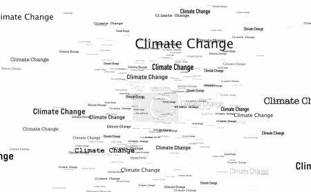 Climate Change. White screen, black letters, unendliche Textanimation. Environmental issues, prevention, sustainable energy and lifestyle.