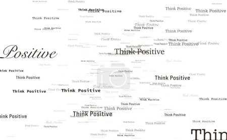 Piensa en positivo. Pantalla blanca, letras negras, animación de texto sin fin. Inspiración, motivación, aliento y entusiasmo.