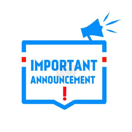Illustration for Important announcement text. Badge with megaphone icon. modern style vector illustration. - Royalty Free Image