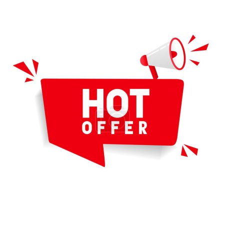 Hot Offer Label banner. Flat promotion banner, price tag, hot sale, offer, price. Hot offer badge design. Modern vector.