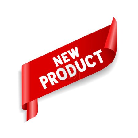 Illustration for New product banner design. Vector illustration red label for promotion, business. - Royalty Free Image