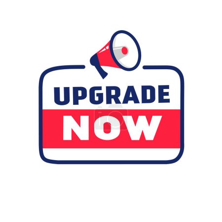 Illustration for Upgrade now banner template, sign with Megaphone icon. Vector design. - Royalty Free Image