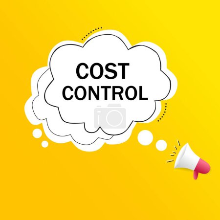 Illustration for Cost control symbol. Flat Vector speech bubble icon on white background. announcement design element. - Royalty Free Image