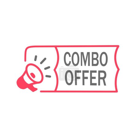 Combo offer. Big discount light banner design element with megaphone. badge icon. Flat Vector template. announcement design element.