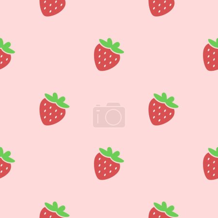 niedliche Erdbeere nahtlose Muster, rot rosa Erdbeere wiederholen Muster, rosa Hintergrund, Erdbeere Illustration, Erdbeer Tapete