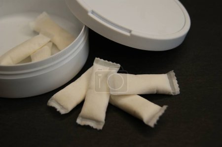 White nicotine pads in the package