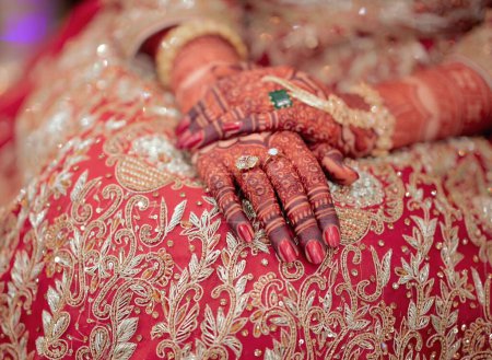 Photo for Popular Mehndi Designs for Hands or Hands painted with Mehandi Indian traditions - Royalty Free Image