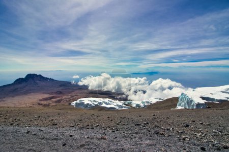 Photo for Mawenzie peak view with Rebmann glacier in foreground on Kilimanjaro, Tanzania - Royalty Free Image