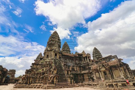 Photo for Angkor Wat Temple Inner Pyramid Complex, masterpiece of Khmer Architecture built in 12th century by Suryavarman II at Siem Reap, Cambodia, Asia - Royalty Free Image
