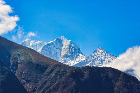 Kangtega a 6782 meter peak lies to the east of Namche Bazaar in the Khumbu Himalayas in Nepal
