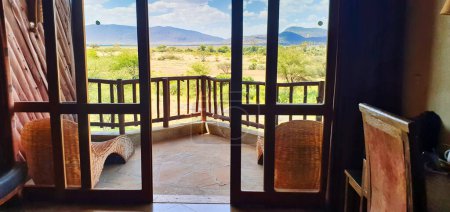 A Room with a View - Safari lodges at Samburu with a view of the savanna and hills in the distance providing a unique experience for visitors at the Buffalo Springs Reserve in Samburu County, Kenya