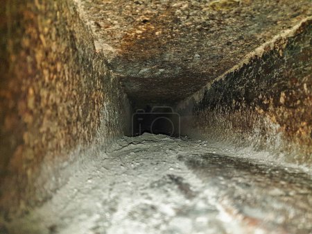 A View of the Famous Air Shaft leading outwards from the Kings Chamber to the exterior of the Great Pyramid of Giza near Cairo,Egypt