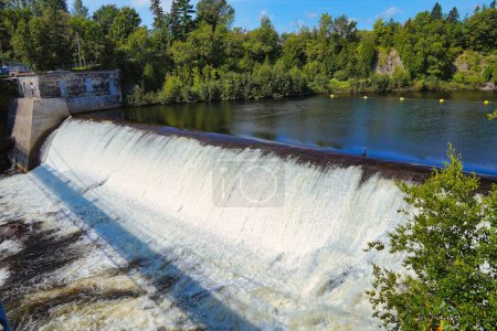 Upper section of the Montmorency river before the main waterfall near Quebec city, the capital of Quebec province,Canada