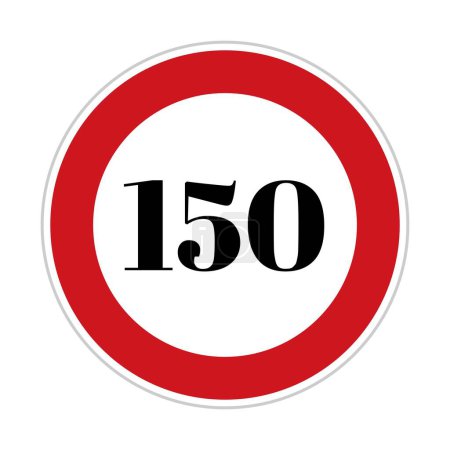 Photo for 150 speed limit sign board, road side sign board for control speed. Road safety element, One hundred and fifty speed, Danger Zone, high speed - Royalty Free Image