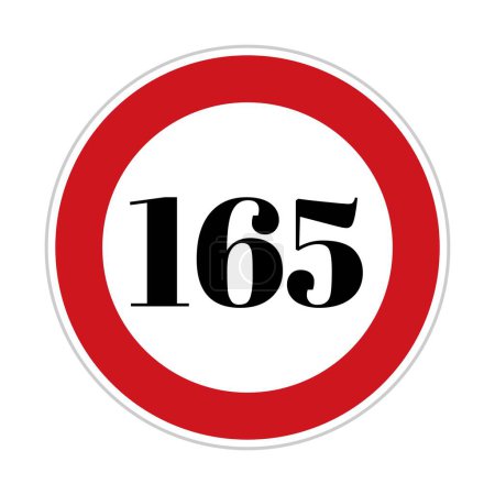165 kmph or mph speed limit sign icon. Road side speed indicator safety element. one hundred and sixty five speed sign flat isolated on white background