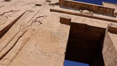 Photo for The main entrance of Edfu Temple showing the first pylon, Egypt. - Royalty Free Image