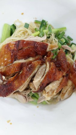 Dry Egg Noodles with Roast Duck, Restaurant in Bangkok, Thailand.