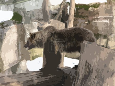 Realistische Darstellung des Braunbären im Skansen Park, Stockholm, Schweden.