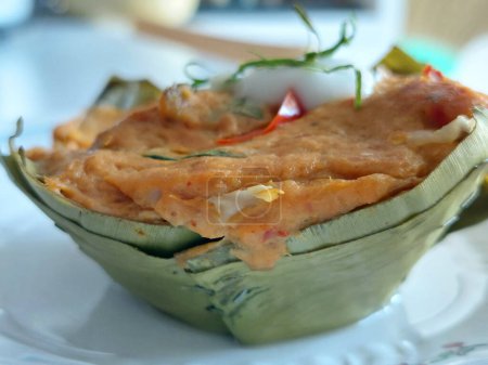 Steamed fish curry wrapped in banana leaves, Thai Recipe