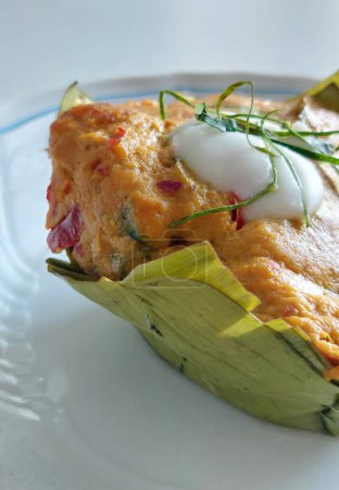 Steamed fish curry wrapped in banana leaves, Thai Recipe