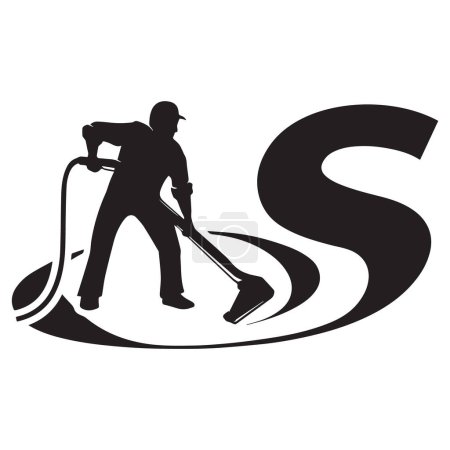 Man cleaning illustration, Carpet cleaning Logo, vector eps art