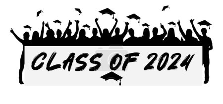 Class of 2024 illustration of a silhouette of crowded people
