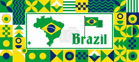 Brazil Flag national day design Abstract geometric decoration vector illustration