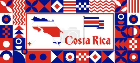 Costa Rica Flag national day design Abstract geometric decoration vector illustration