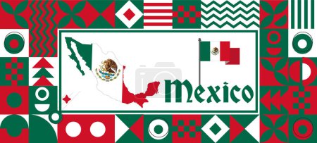 Mexico Flag national day design Abstract geometric decoration vector illustration