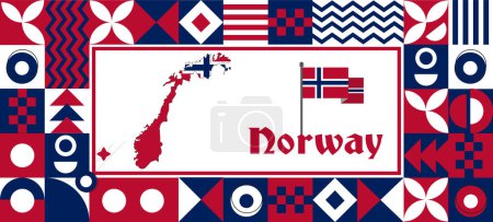 Norway Flag national day design Abstract geometric decoration vector illustration