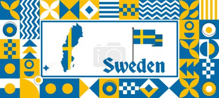 Sweden Flag national day design Abstract geometric decoration vector illustration