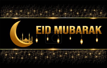 Eid mubarak typographie karte vektor design social media post banner text greetings card design