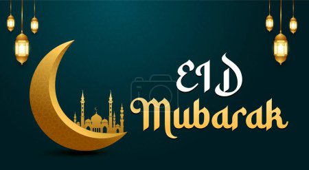 Eid mubarak typographie karte vektor design social media post banner text greetings card design