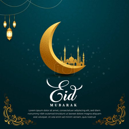 Eid mubarak tipografía tarjeta vector diseño redes sociales mensaje banner texto saludos tarjeta de diseño
