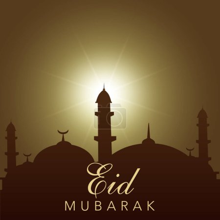 Illustration for Eid Mubarak typography card vector design art background greetings card - Royalty Free Image