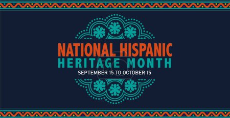 Salutation avec texte national du mois du patrimoine hispanique Bannière web vectorielle, affiche, carte pour les médias sociaux et les réseaux sociaux.