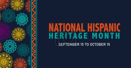 Greeting with national Hispanic heritage month text Vector web banner, poster, card for social media and networks.