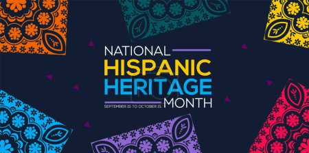 Banner nacional del mes de herencia hispana, vector del festival de cultura, tradición y herencia de arte de los hispanoamericanos