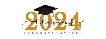 2024 Graduation Greeting Card Vector Design. Congratulations Graduates Modern Grad template
